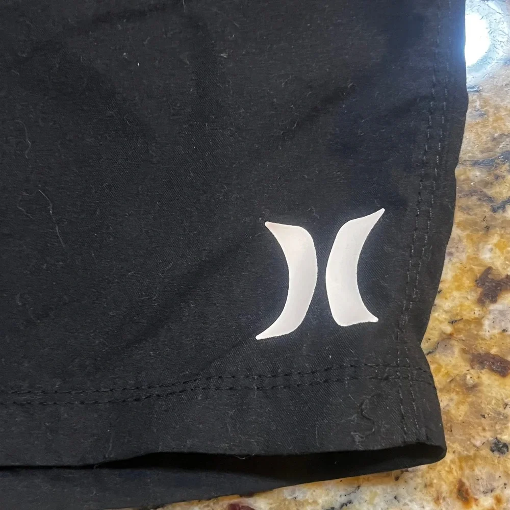 Hurley Mens Black Board Shorts Swim Trunks Size‎ 42 Lace Up Logo Surf Beach